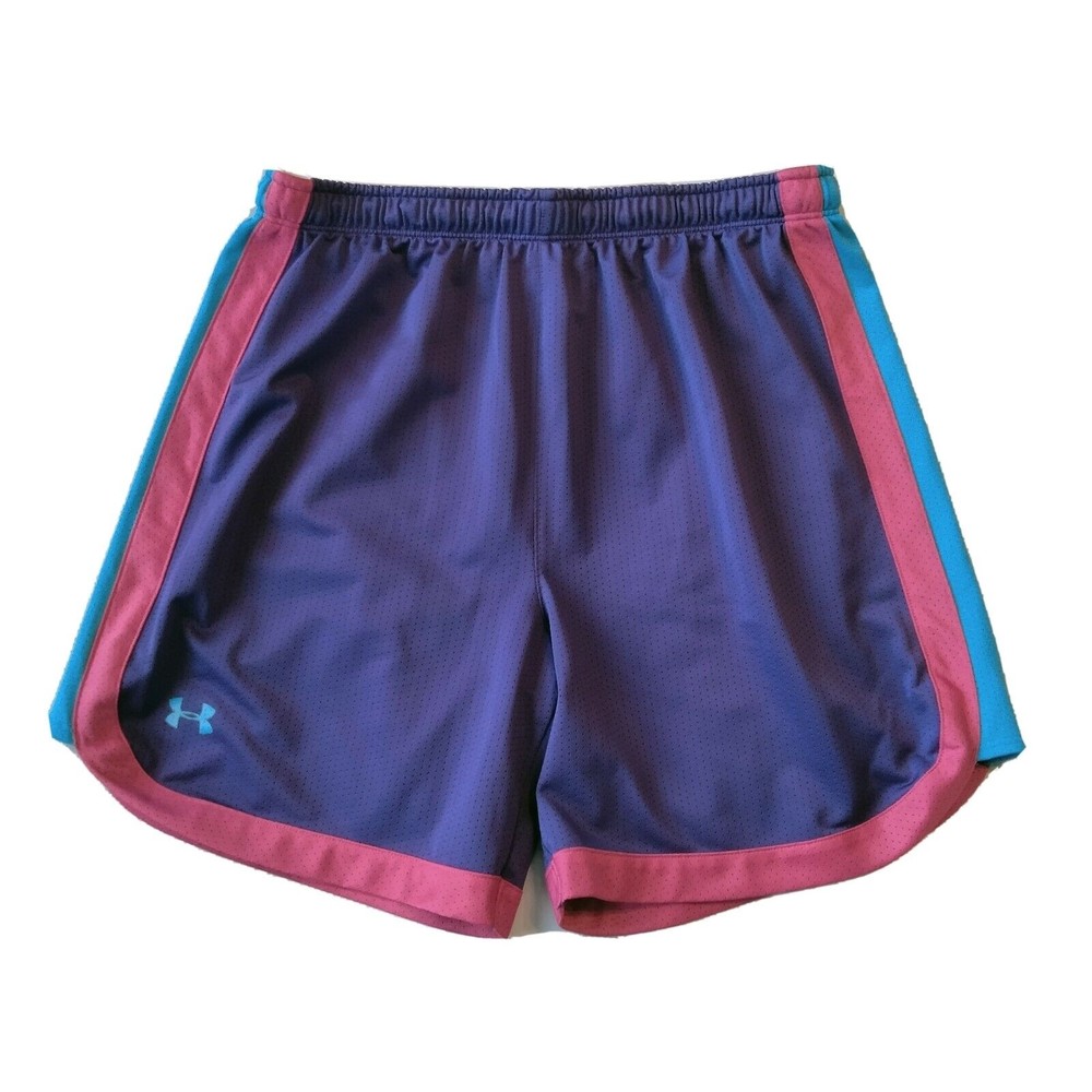 Under Armour Heat Gear Athletic Shorts S Mesh Purple Bright Pink 5.5" Inseam Gym
